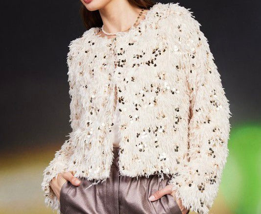 Feathered Sequin Cardigan