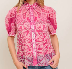 Pink Buttoned-Up Top