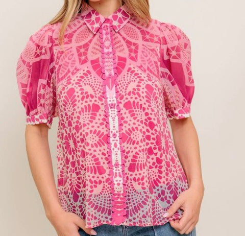 Pink Buttoned-Up Top