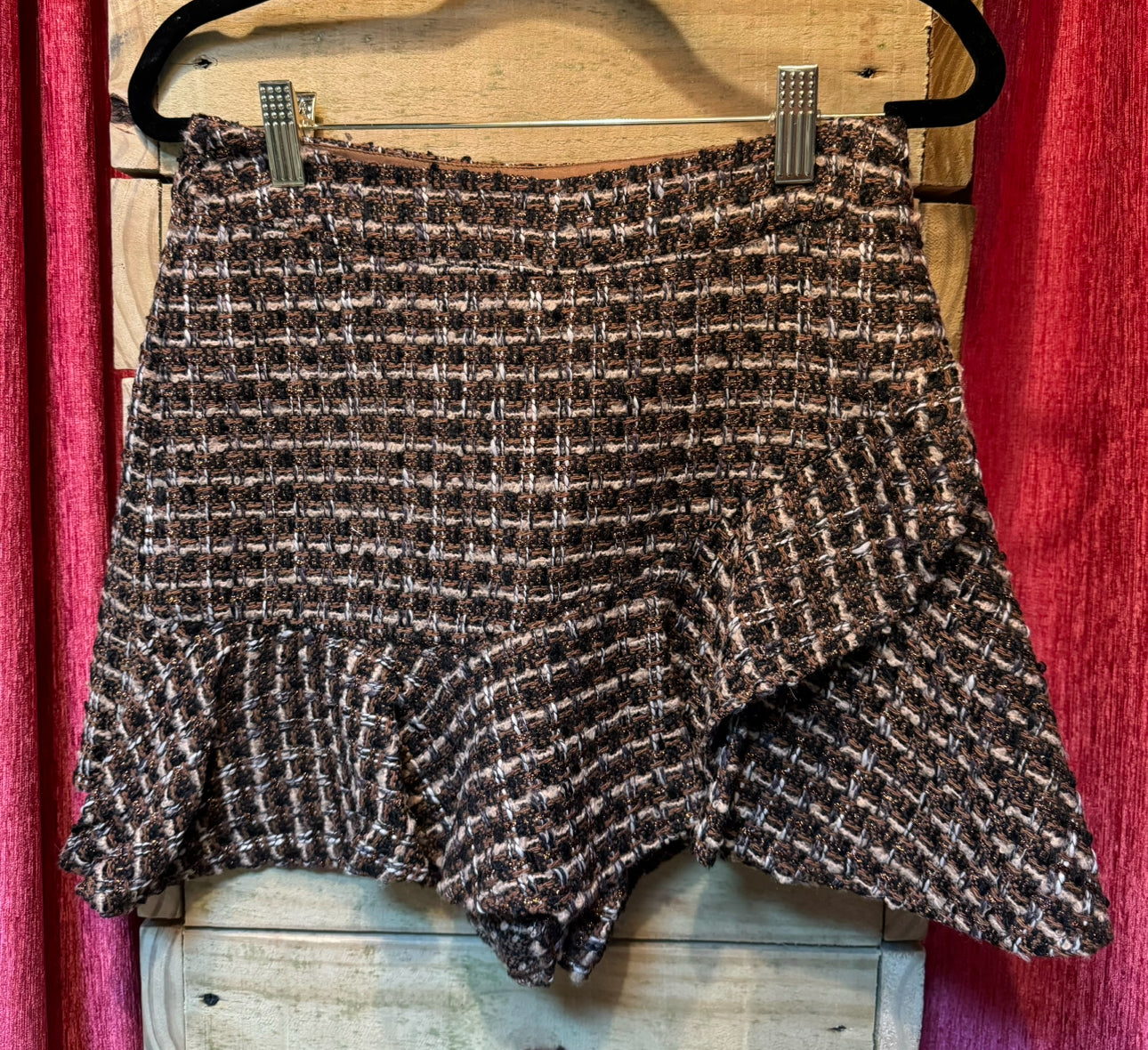 Tweed metallic skort