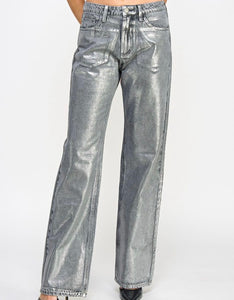 Metallic charcoal jean