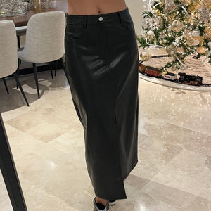 Leather maxi skirt