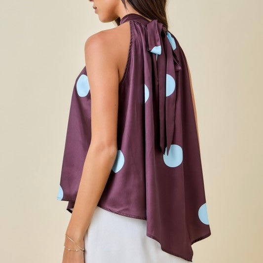 Brown + Blue Halter Top
