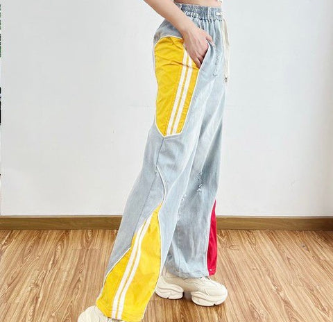 Mixed Media Wide Leg Jean