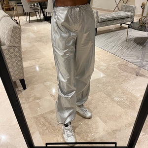 Silver parachute pant