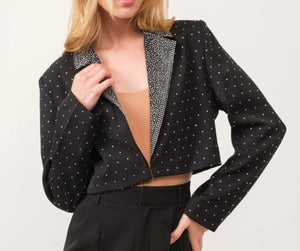 Rhinestones Cropped Blazer