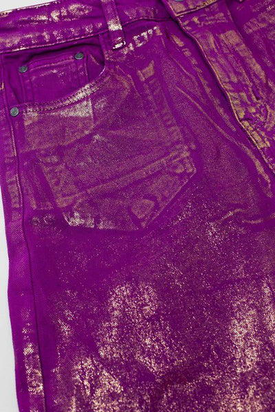 Metallic Magenta Wide Leg Jeans