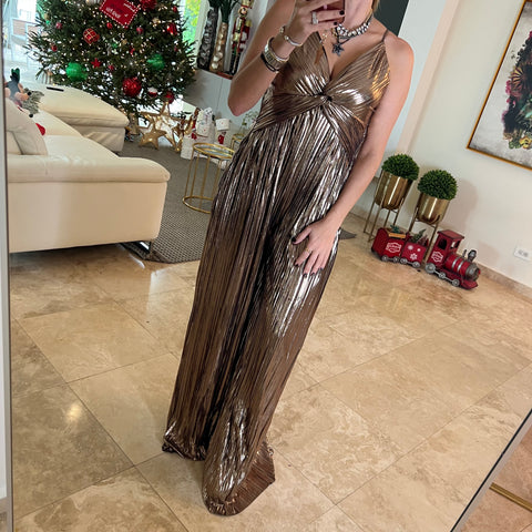 Metallic bronze jumpsuit