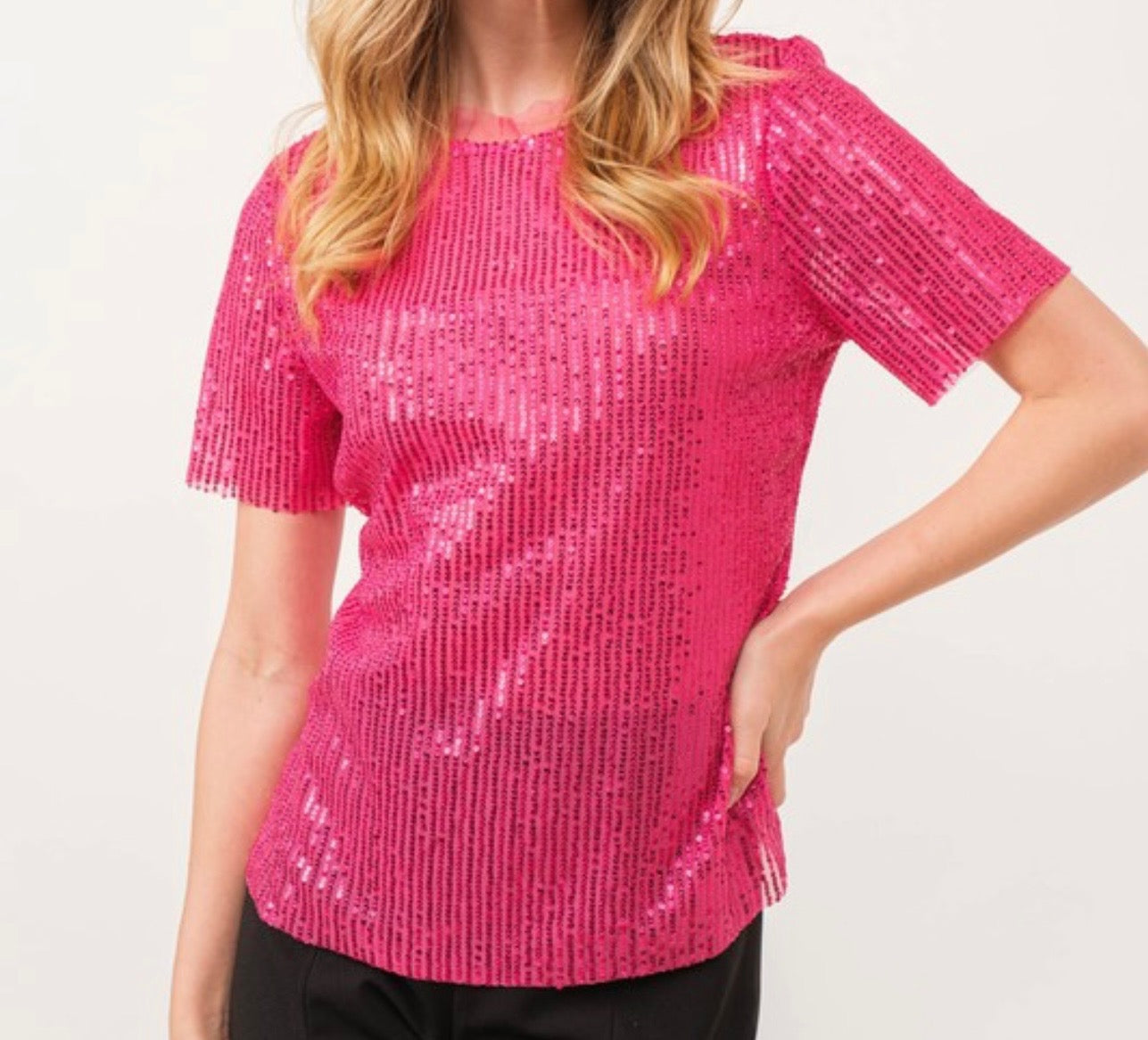 Sequin Hot Pink Top