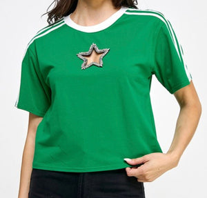 Star Rhinestone Detail T-Shirt