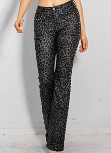 Leopard Beaded Jeans