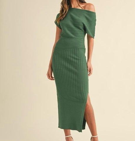 Green One shoulder Dress