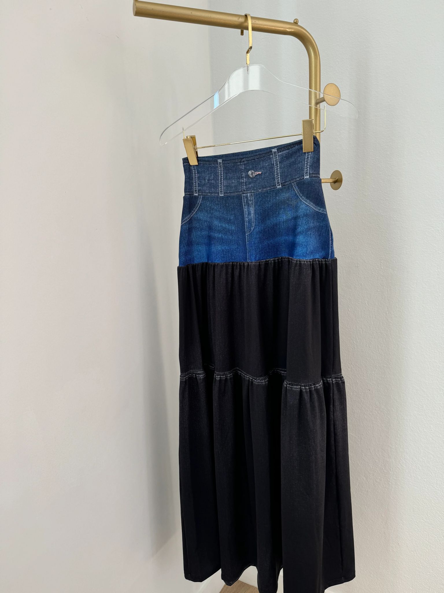 Black and denim Maxi Skirt