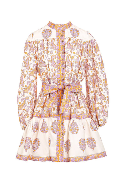 Paisley Tie-Waist Mini Dress