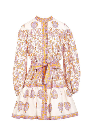 Paisley Tie-Waist Mini Dress