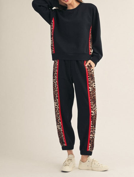 Black Leopard Jogger Set