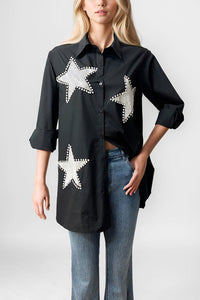 Oversized Stars & Rhinestones Shirt