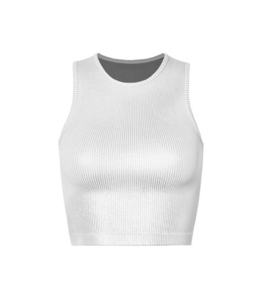 Ribbed Silver Coated Crop Tank