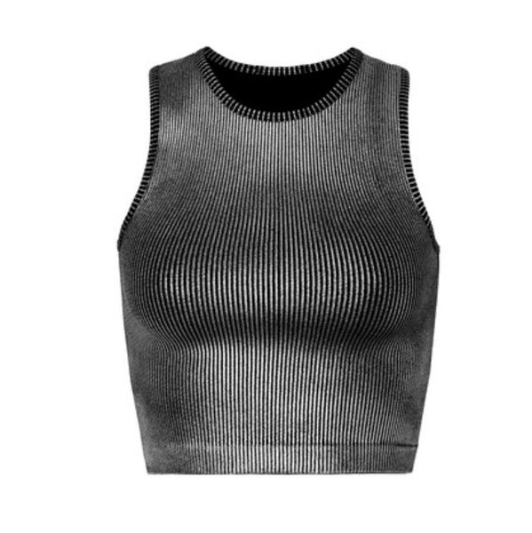 Ribbed Silver Coated Crop Tank