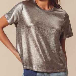 Crew Neck Metallic Top