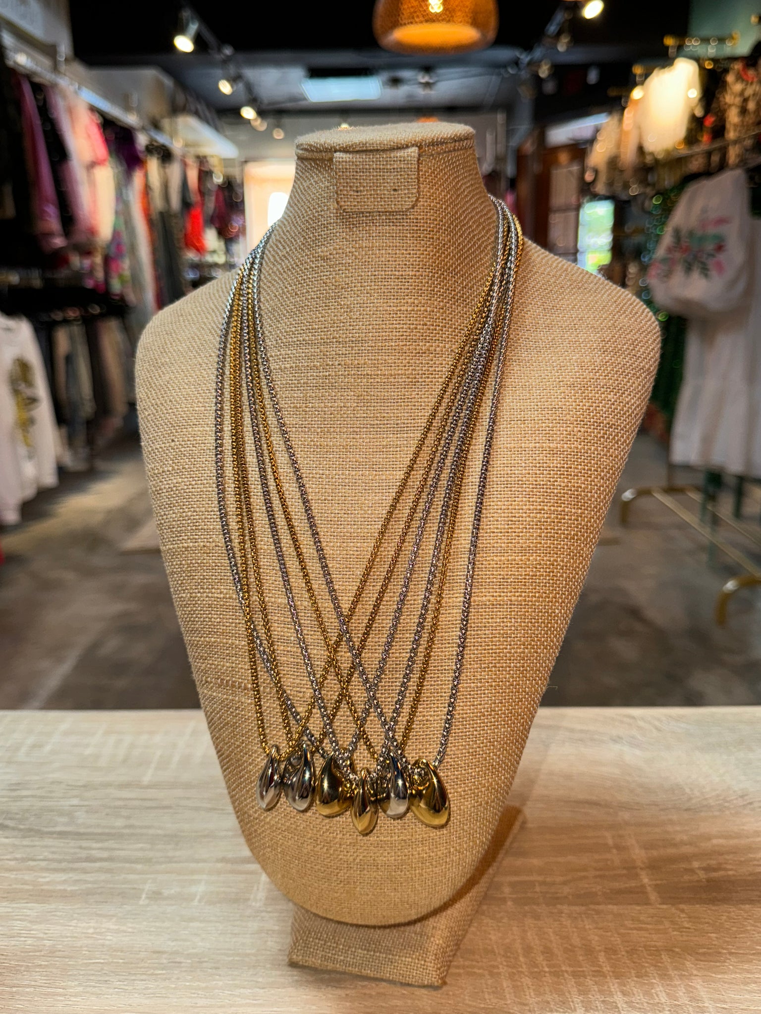 Long Necklace with Drop Pendant