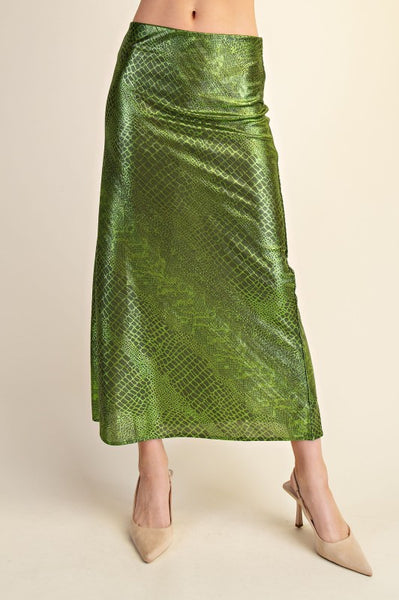 Green Metallic Snake Skirt