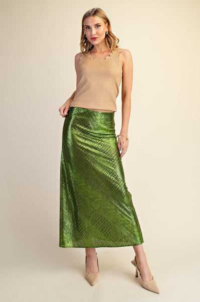 Green Metallic Snake Skirt