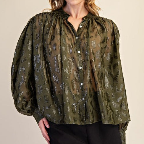 Olive Leopard Blouse
