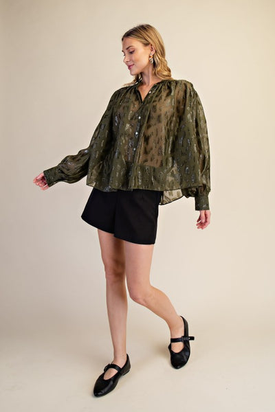Olive Leopard Blouse