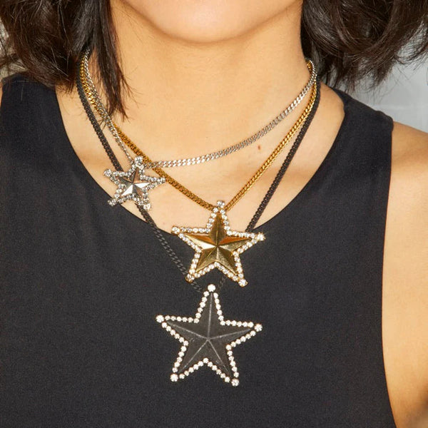 TOVA Rhinestone Cowboy Necklace in Metallic