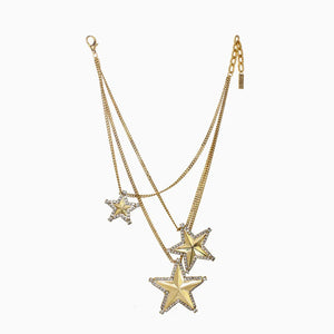 TOVA Rhinestone Cowboy Necklace in Gold Metallic