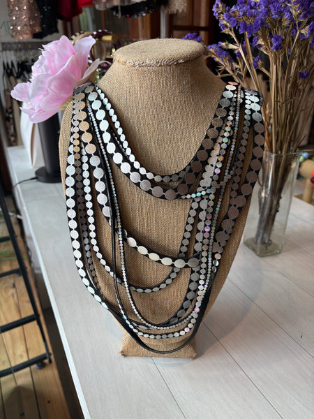 ULI Long Silver Beads Necklace