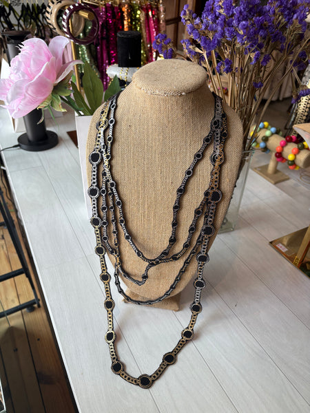 ULI Long Silver and Gold Beads Necklace