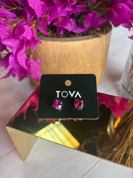 TOVA Hot Pink Stud Earrings