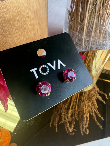 TOVA Hot Pink Stud Earrings