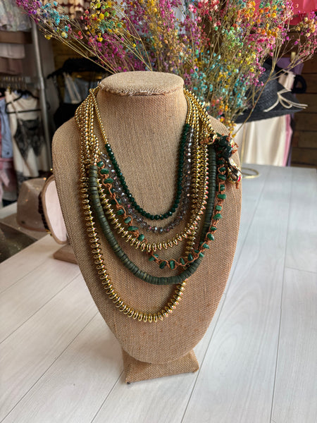 Multi Layer Green Necklace