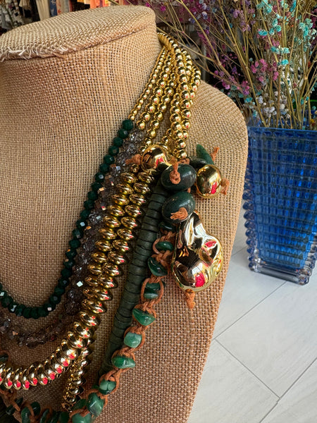 Multi Layer Green Necklace