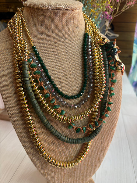 Multi Layer Green Necklace