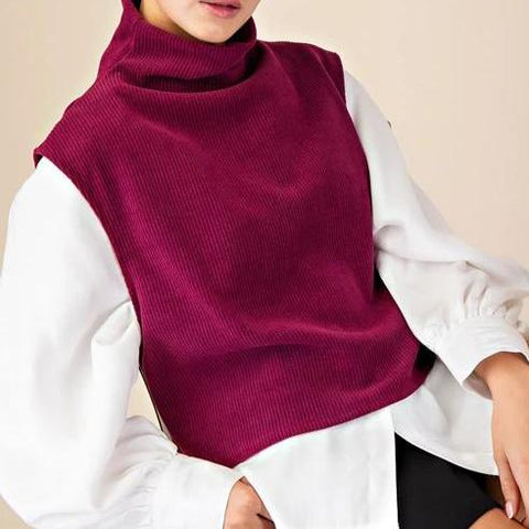 Turtleneck Plum Sleeveless Knit Top