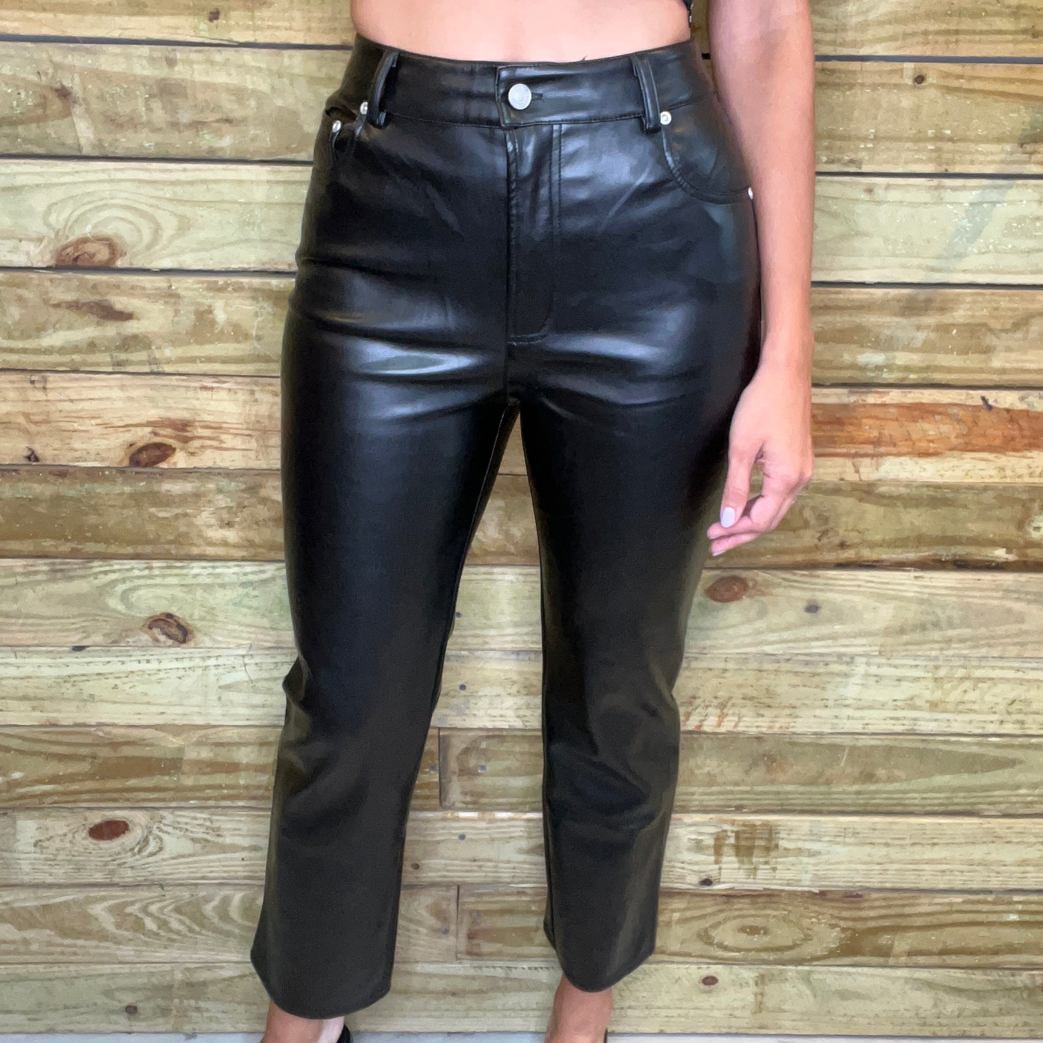 Faux leather pants