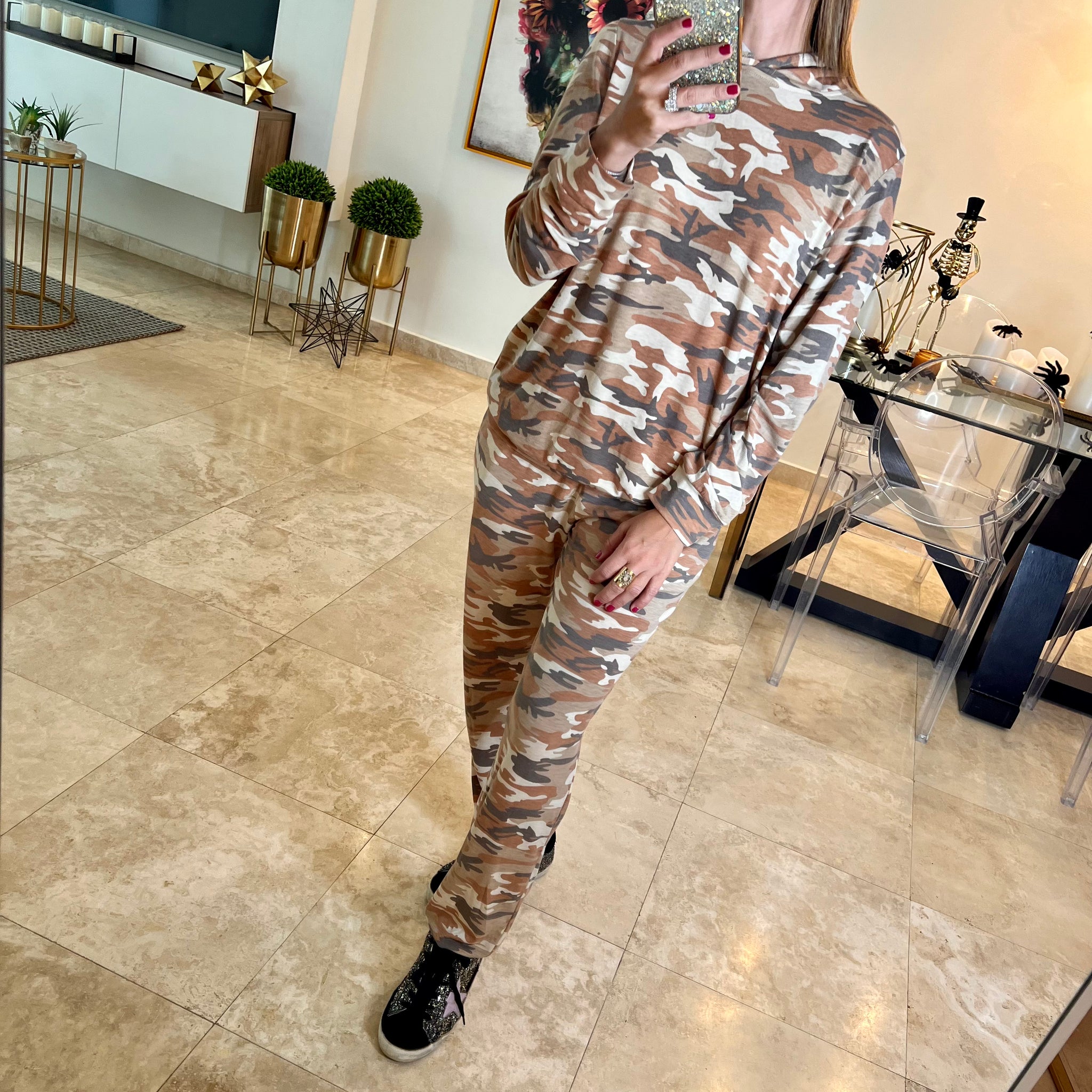 Brown Camo Lounge Set